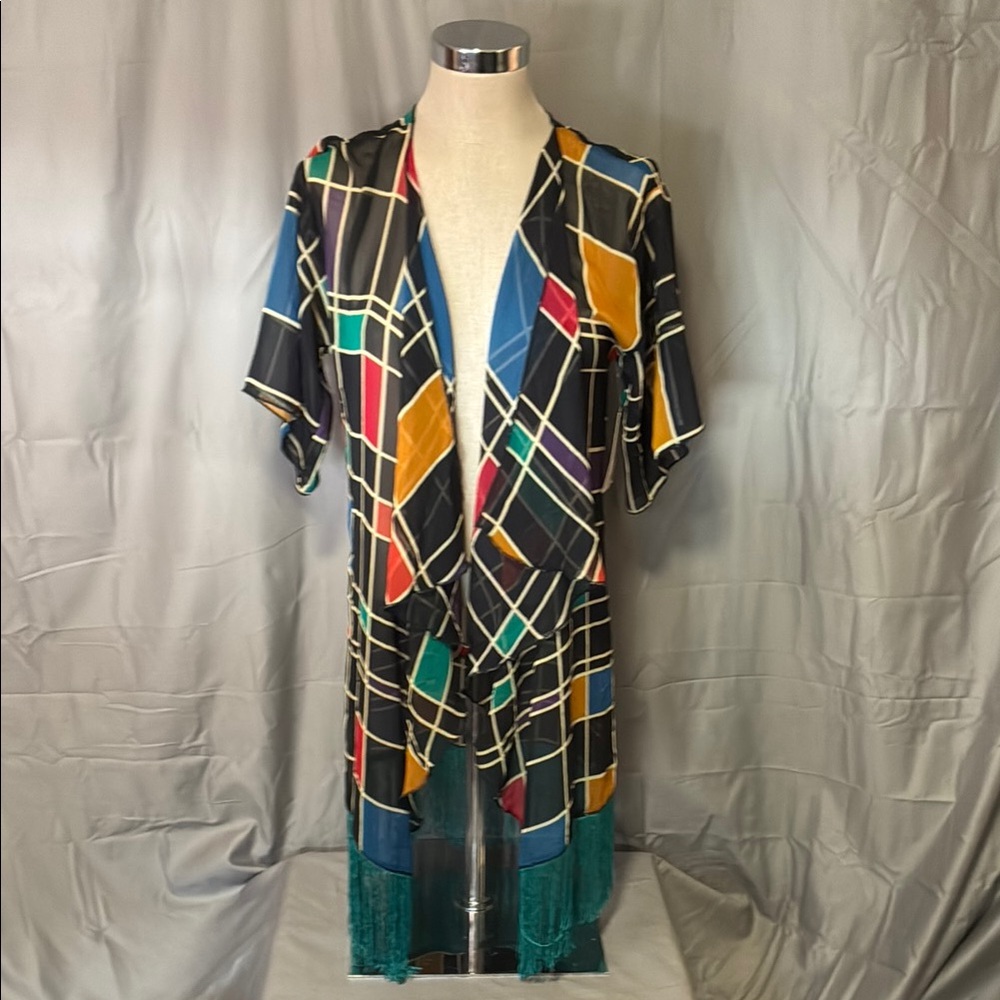 LuLaRoe Colorful Geometric Patterned Kimono